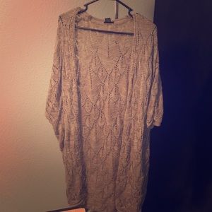 Taupe Draped Sleeve Cardigan